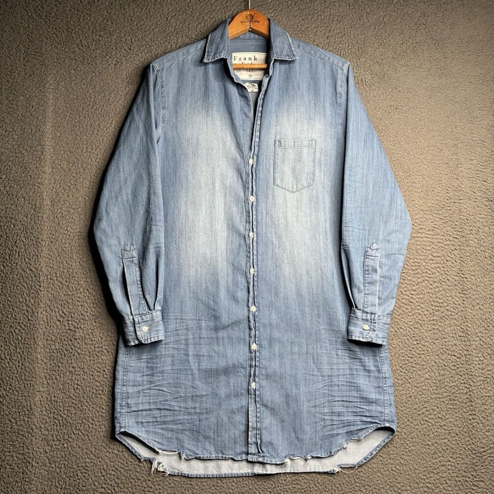 Frank & Eileen Mary Shirt Dress Womens XS Indigo Denim Italy Woven Famous Denim